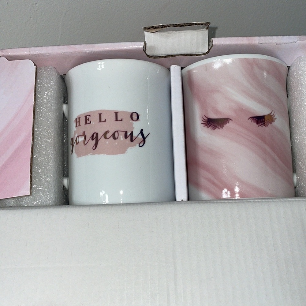 NEW 2 Coffee Cup Mugs Girly Makeup Bridal Fun Bachelorette Home Kitchen Gift - Picture 3 of 6